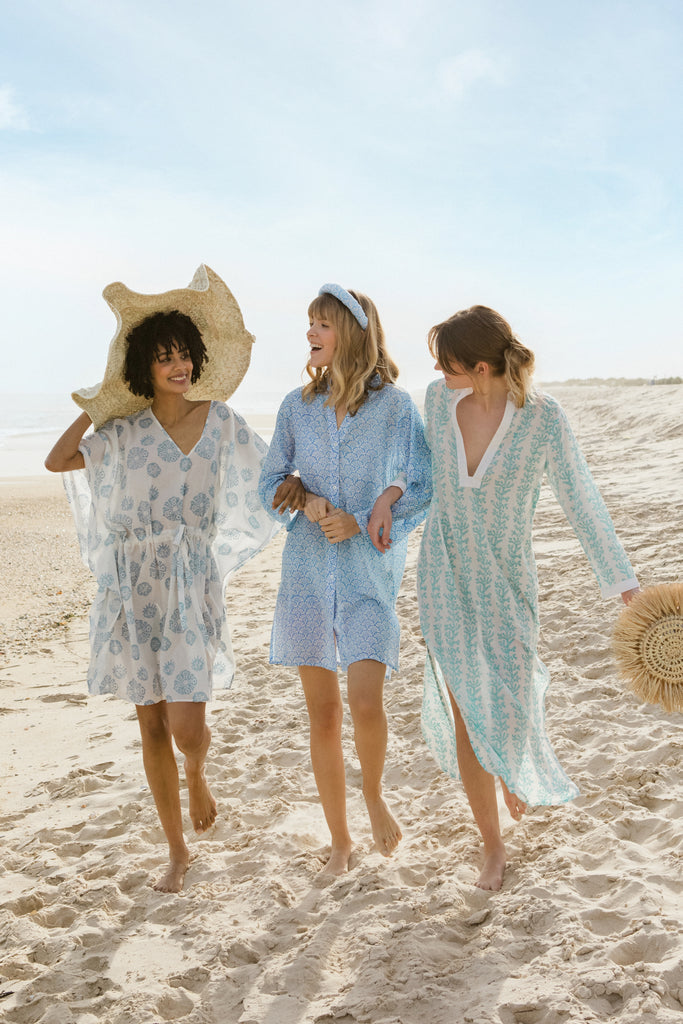 Luxury beach and resort wear gift card organic cotton dresses